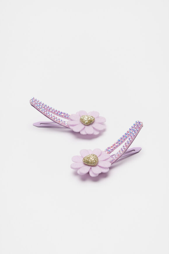 Felt Flower Glitter Snaps  Soft Lilac  hi-res