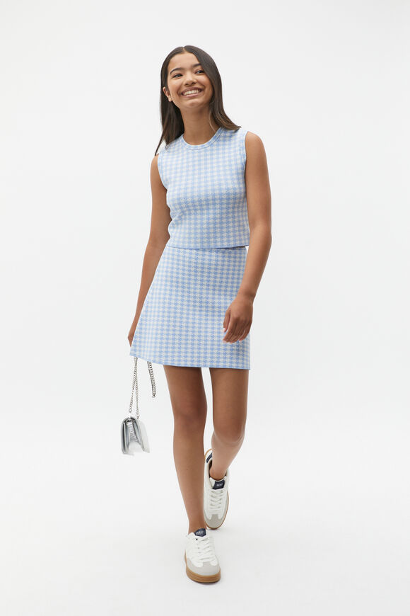 Houndstooth Knit Skirt  Blue Jay  hi-res