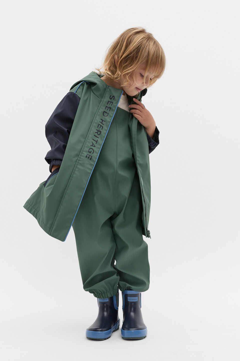 Colourblock Rain Coat  Khaki