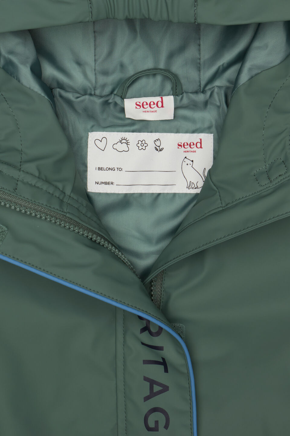 Colourblock Rain Coat  Khaki