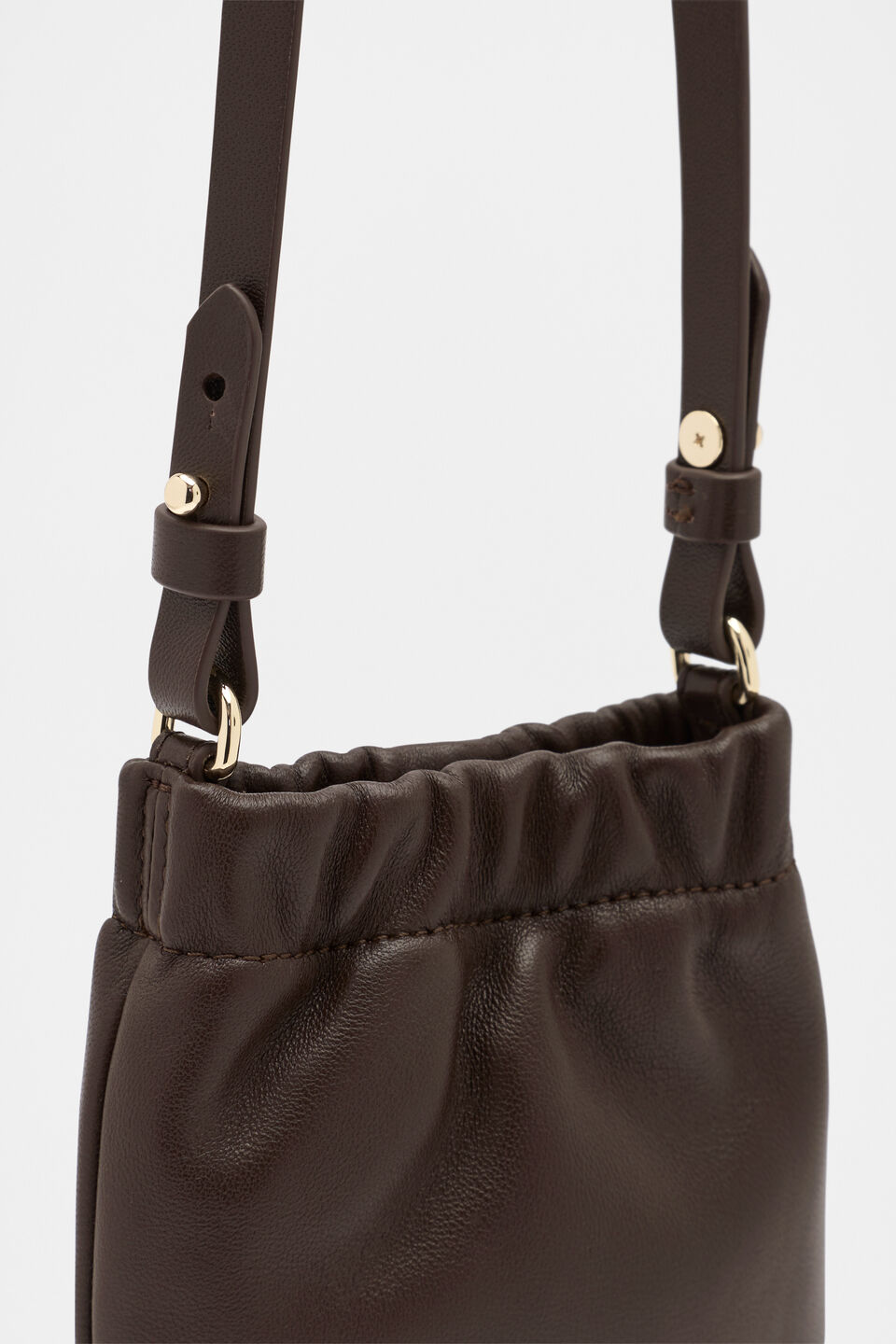 Leather Rouched Crossbody  Dark Espresso