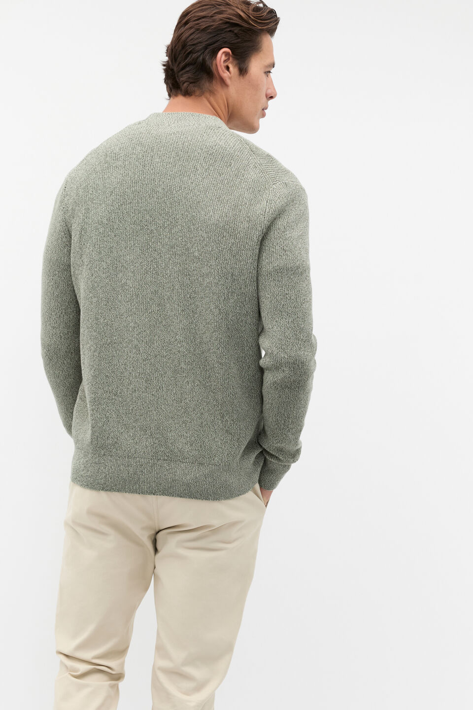 Button Down Cardigan  Dark Khaki Marle