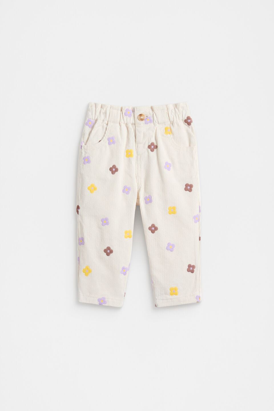Embroidered Cord Pant  Classic Cream