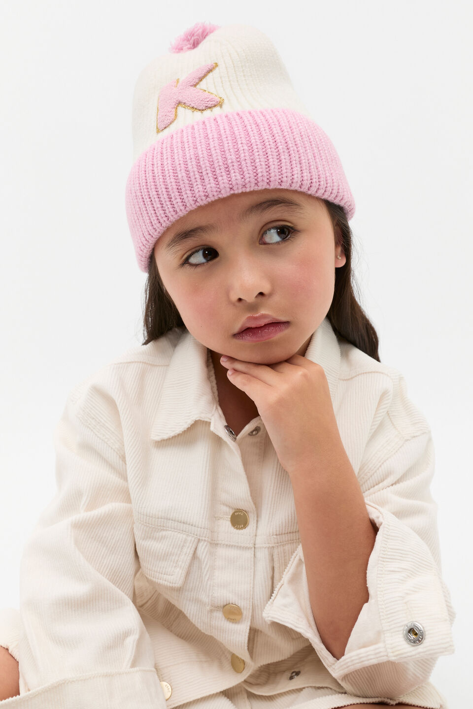 Colourblock Initial Beanie  A