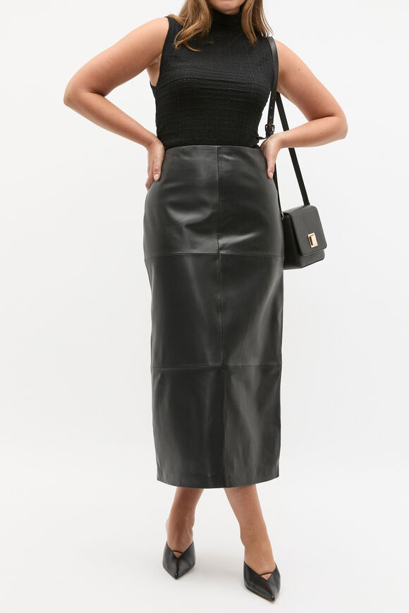 Textured Mock Neck Tank  Black  hi-res