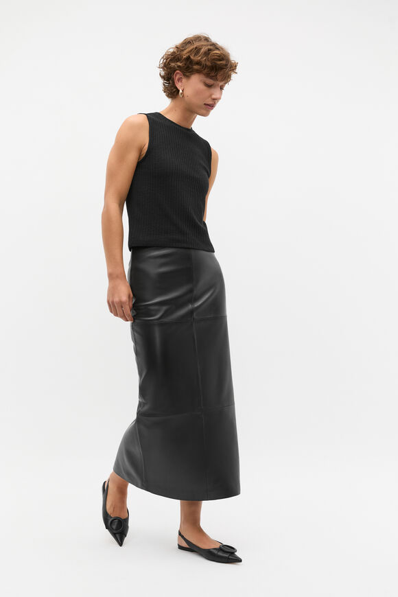 Ribbed Textured Shell Top  Black  hi-res