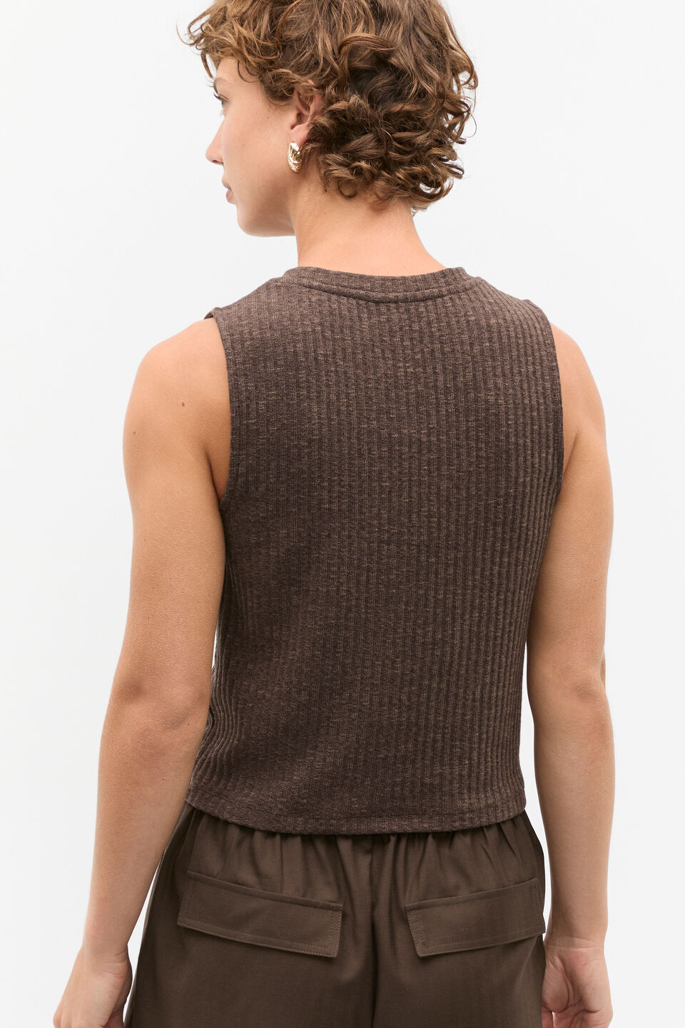 Ribbed Textured Shell Top  Dark Espresso Twist