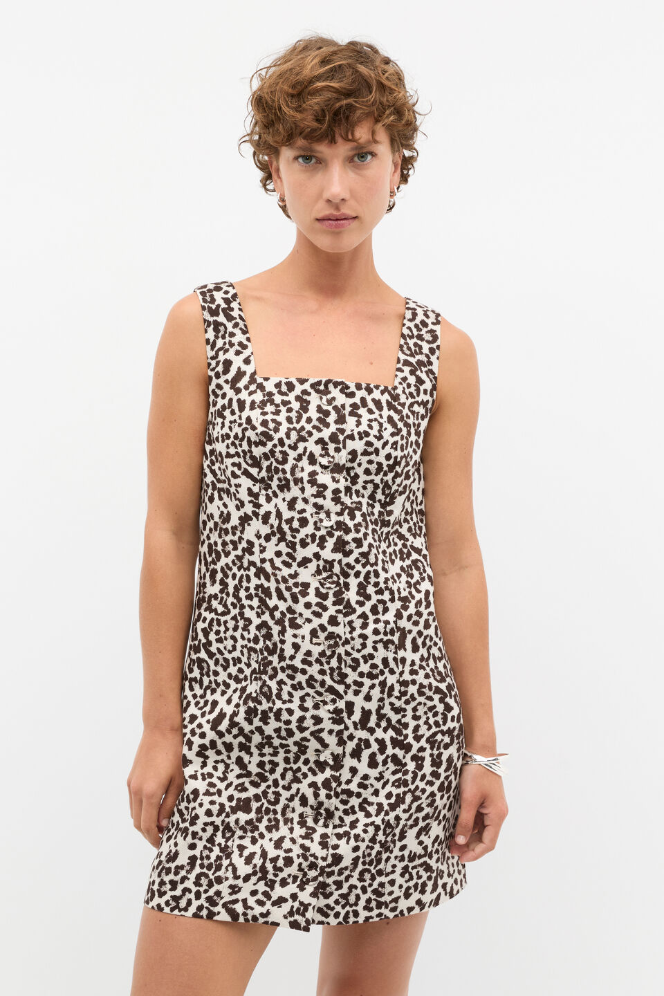 Linen Ocelot Button Down Mini Dress  Ocelot