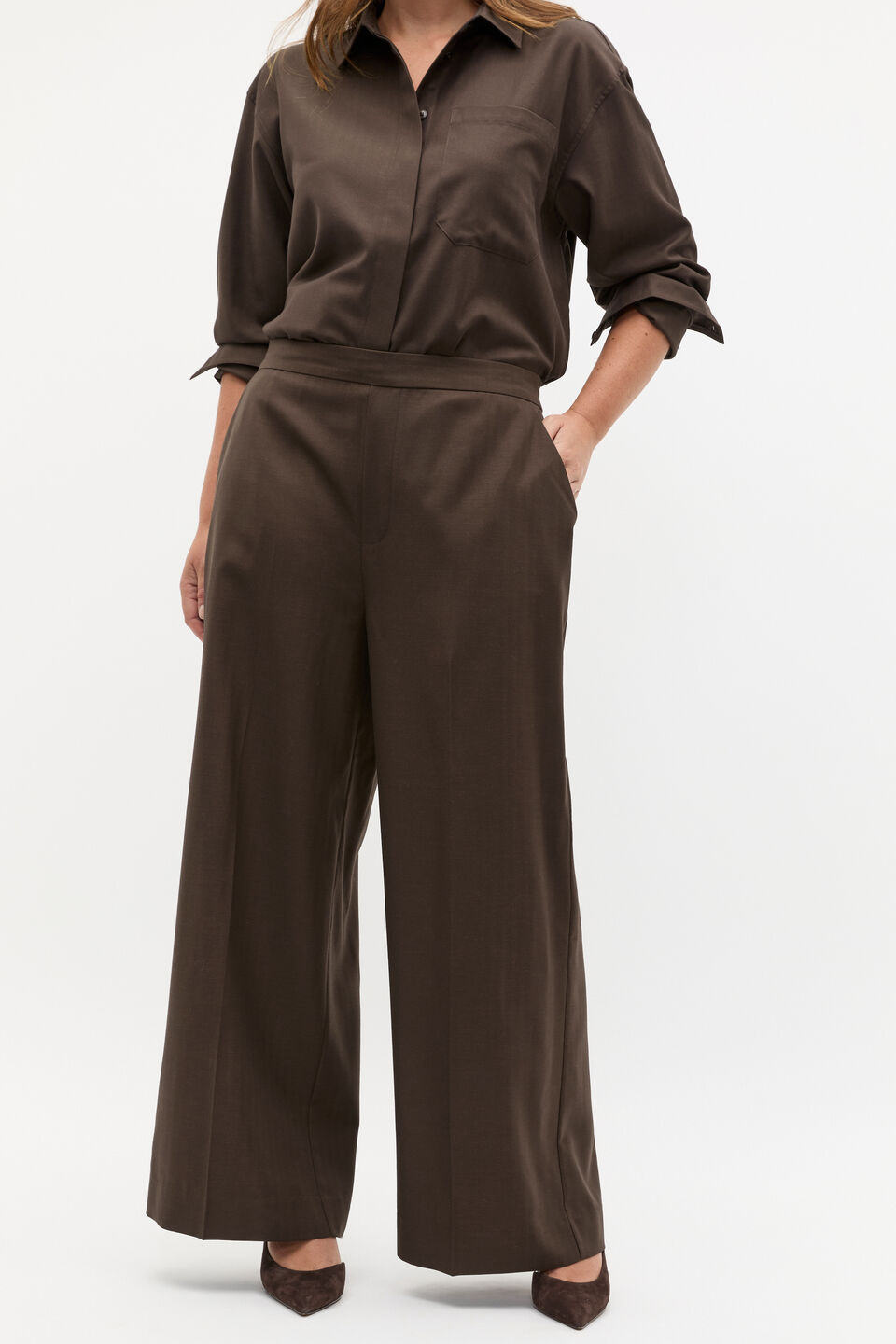 Elastic Waist Trouser  Dark Espresso
