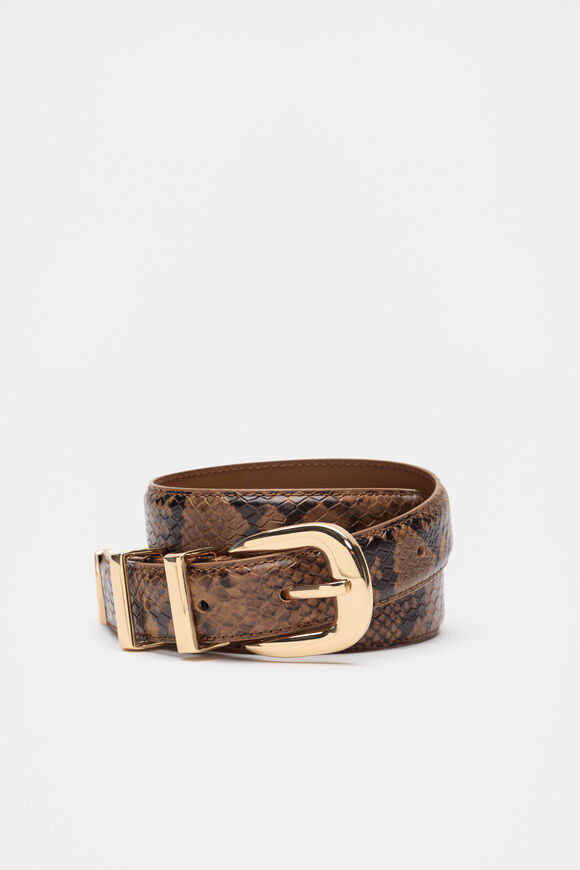 Hallie Snake Print Belt  Toffee Snake Print  hi-res