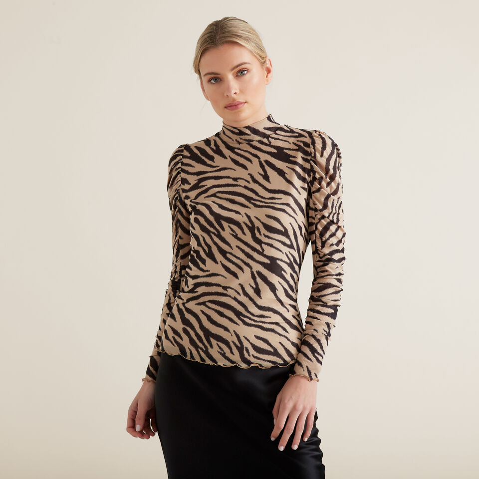 Mesh Zebra Print Top  