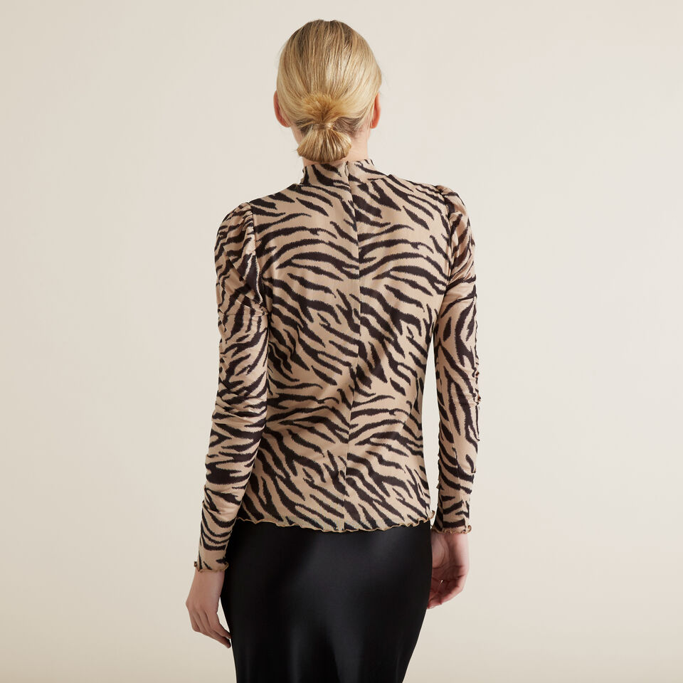 Mesh Zebra Print Top  