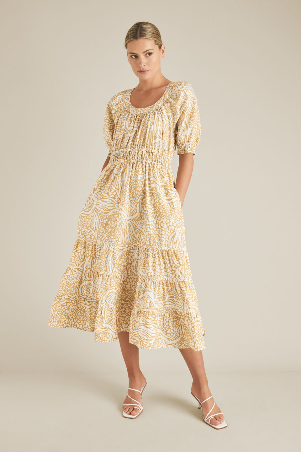 Spliced Animal Poplin Dress  