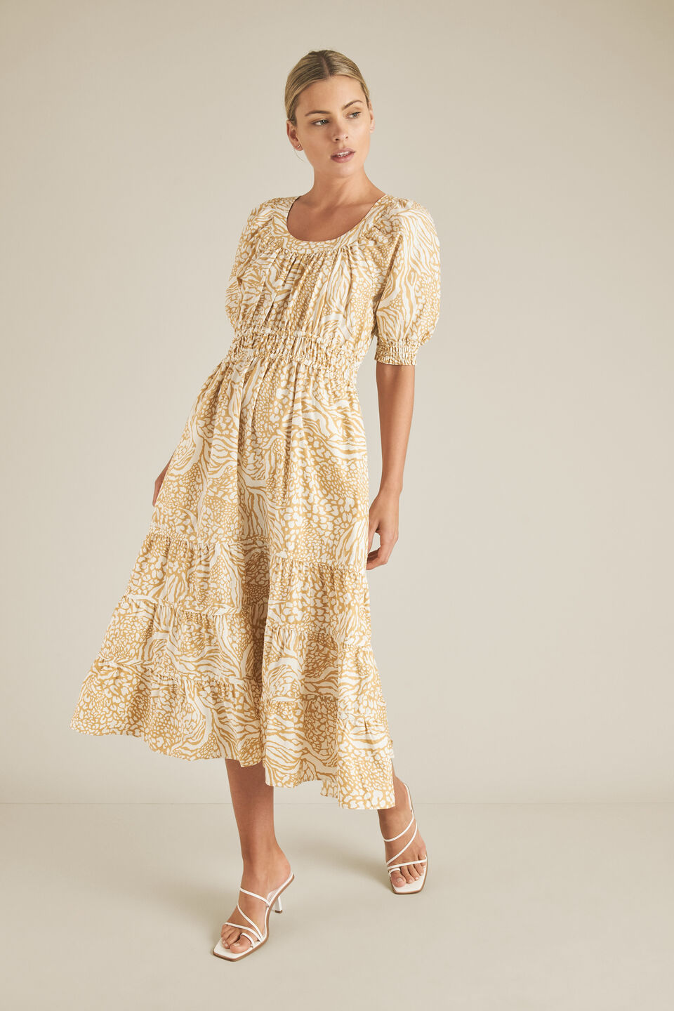 Spliced Animal Poplin Dress  