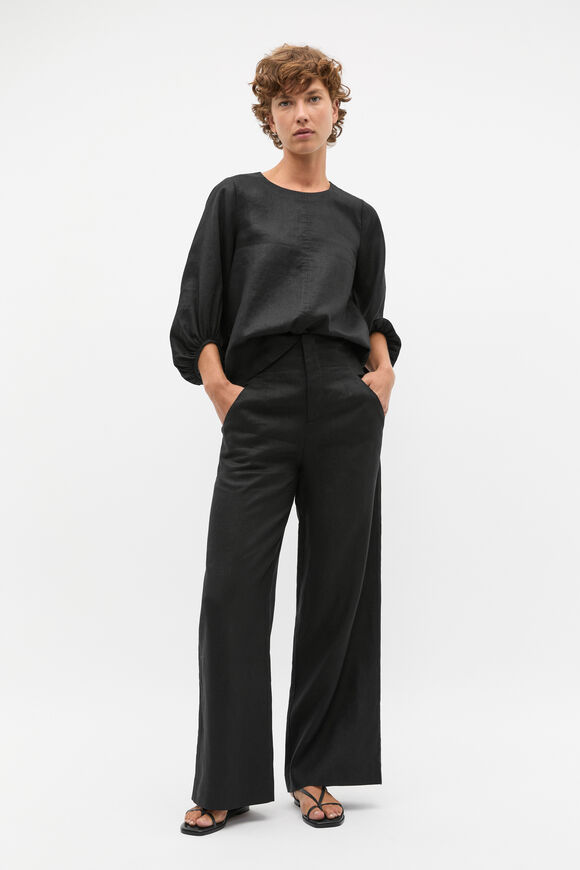 Core Linen Waisted Pant  Black  hi-res