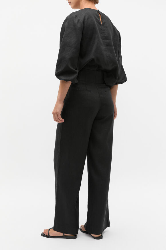 Core Linen Waisted Pant  Black  hi-res