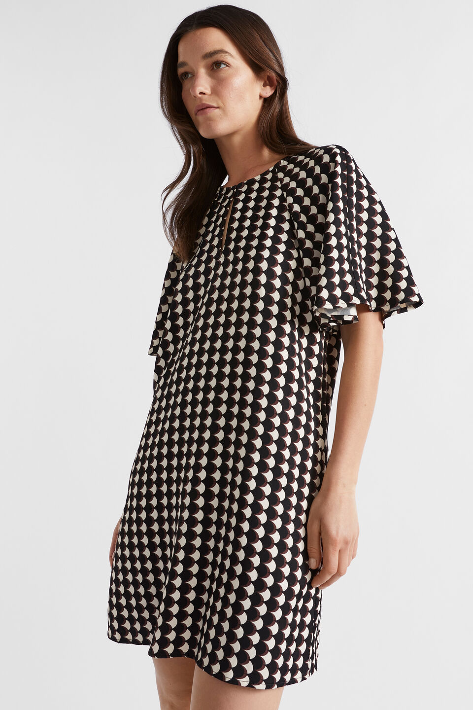 Geo Twill Mini Dress  Deep Raisin Geo