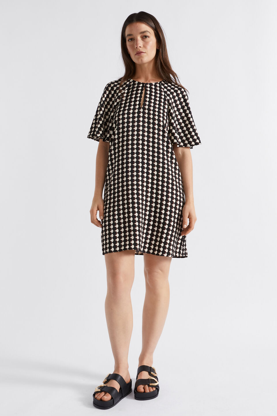 Geo Twill Mini Dress  Deep Raisin Geo