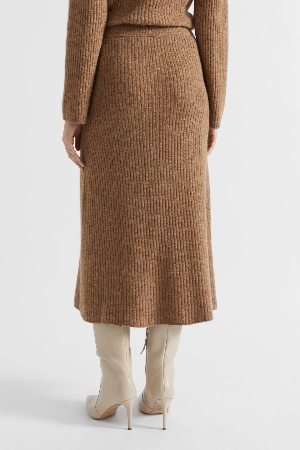 Rib Cosy Knit Skirt  Deep Chai Marle
