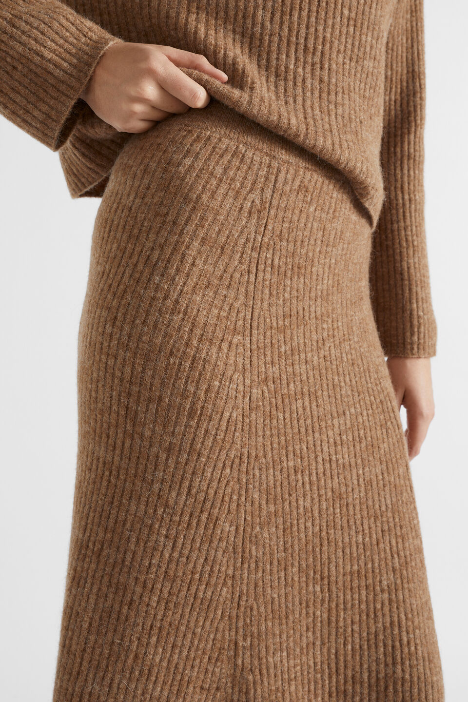 Rib Cosy Knit Skirt  Deep Chai Marle