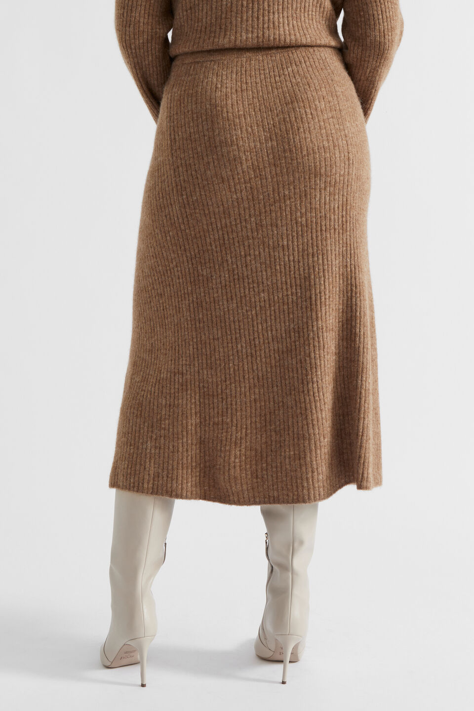 Rib Cosy Knit Skirt  Deep Chai Marle