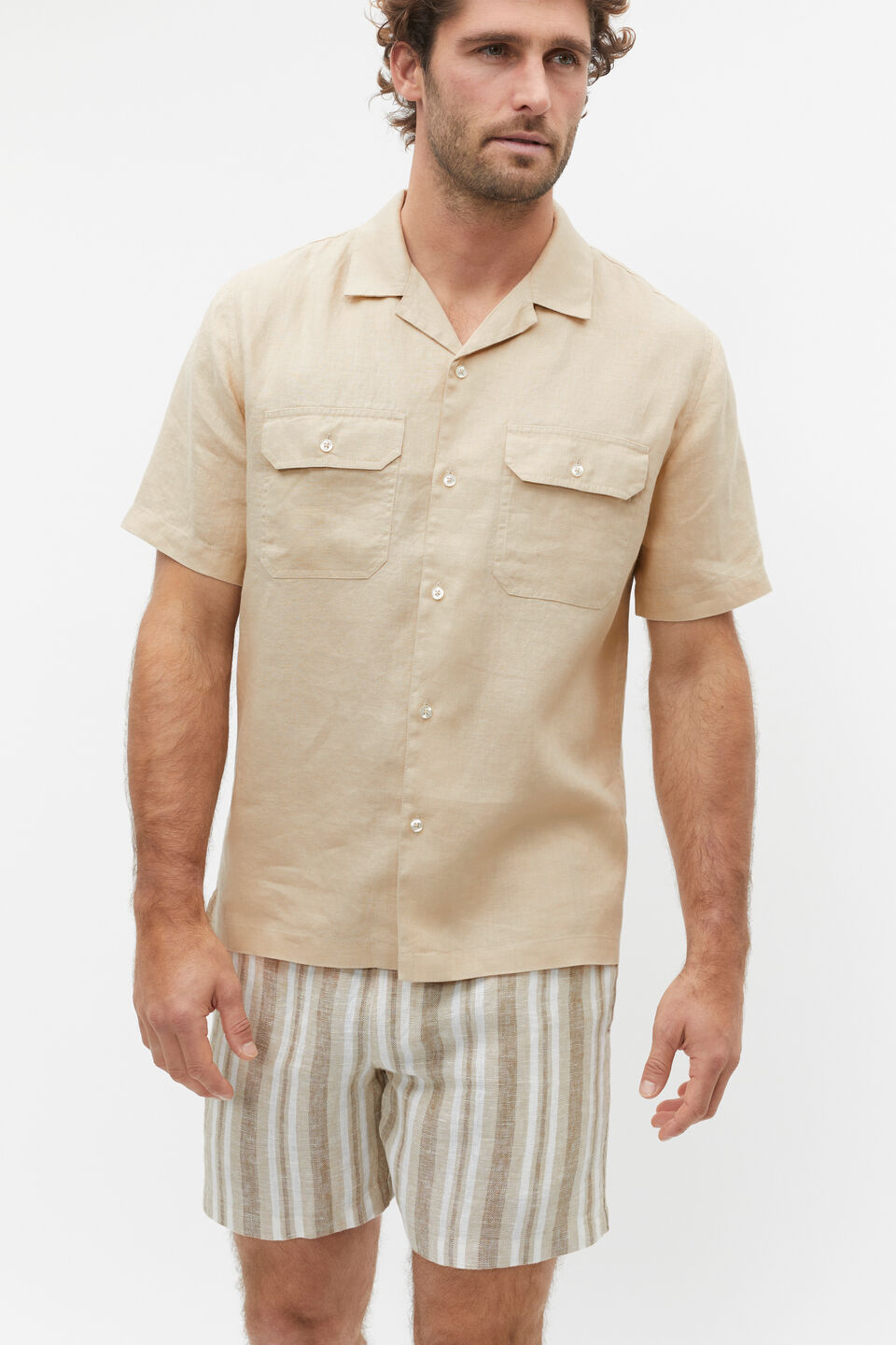 Linen Utility Shirt  Sandshell