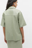 Leather Short Sleeve Shirt  Pale Olive  hi-res