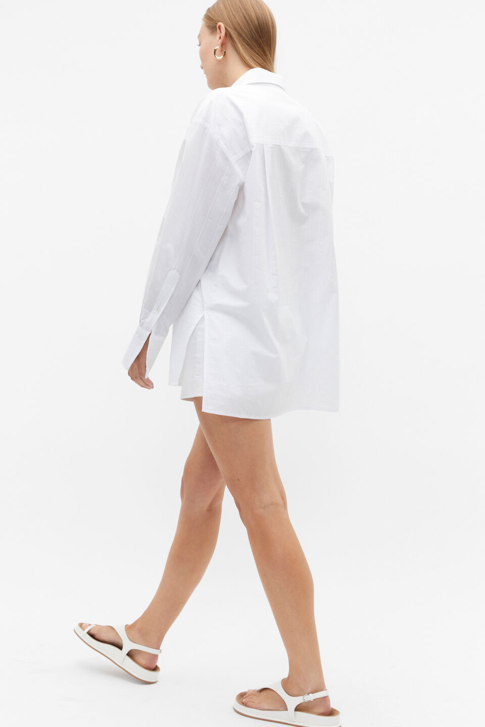 Self Stripe Overshirt  Whisper White