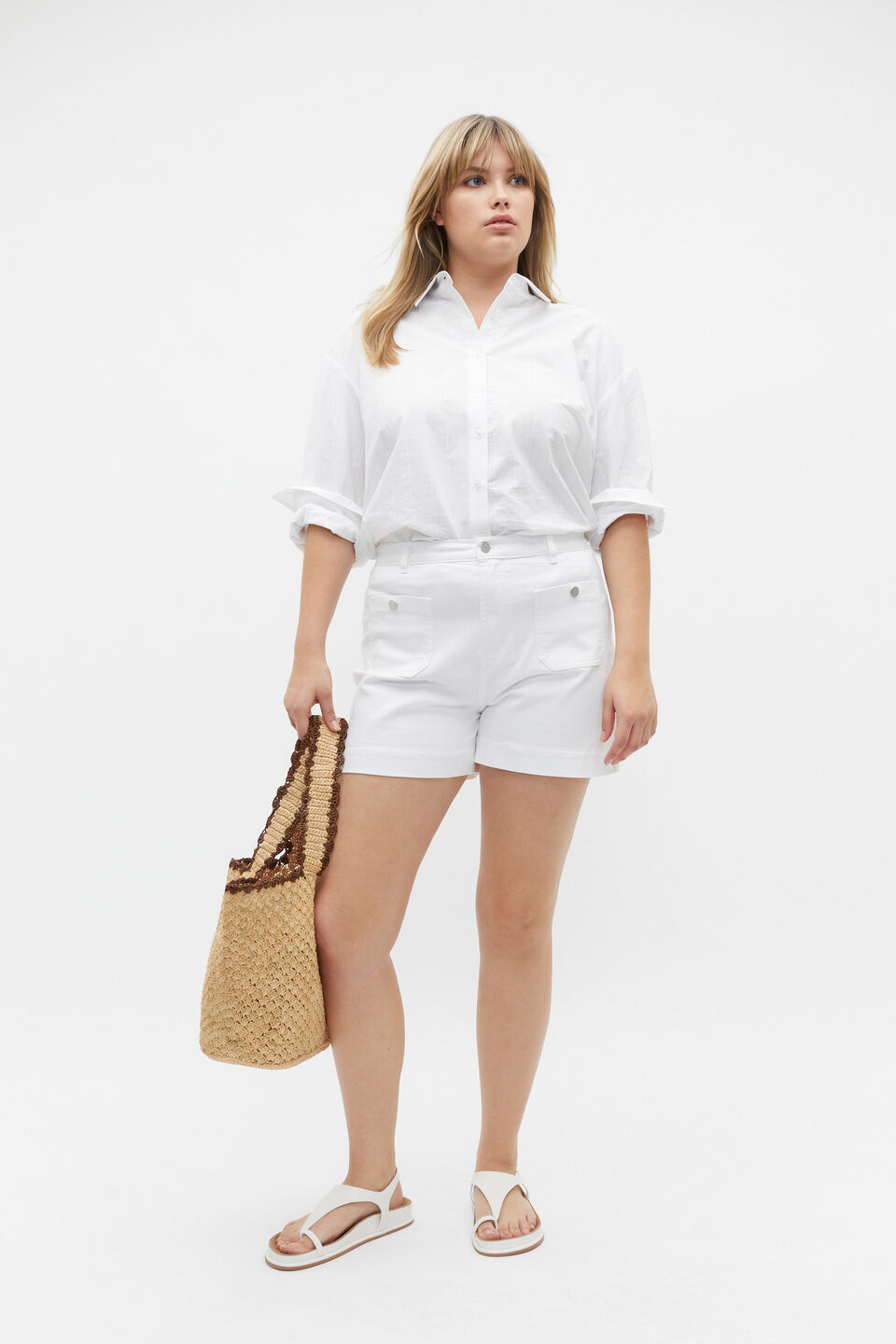 Self Stripe Overshirt  Whisper White