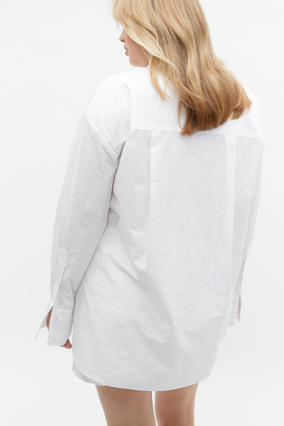 Self Stripe Overshirt  Whisper White