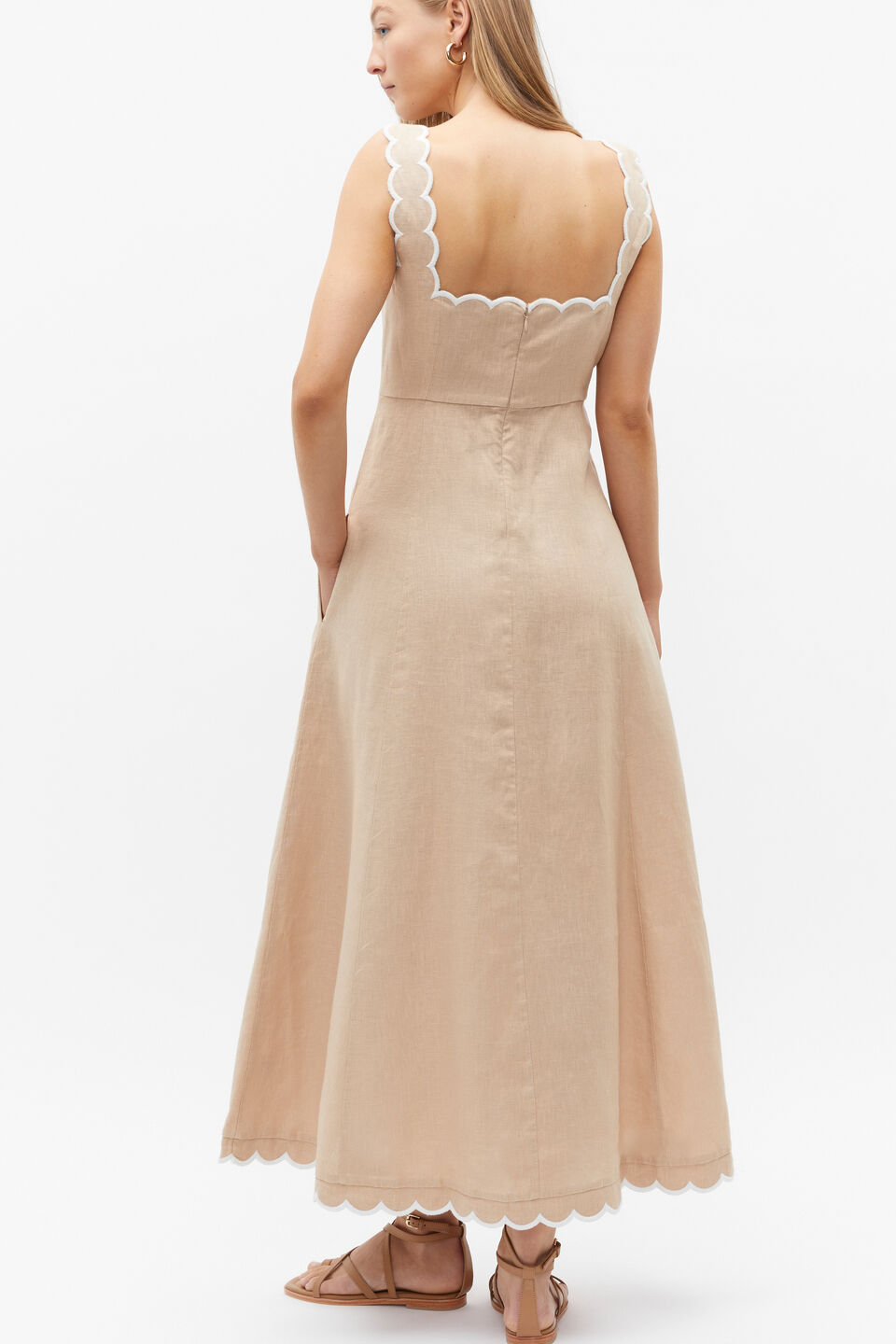 Scallop Swing Midi Dress  Nougat