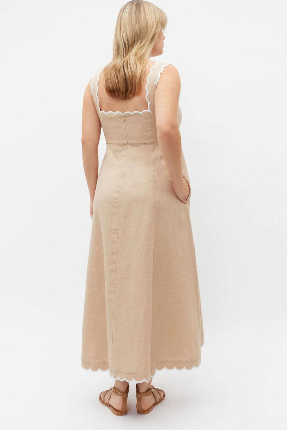 Scallop Swing Midi Dress  Nougat