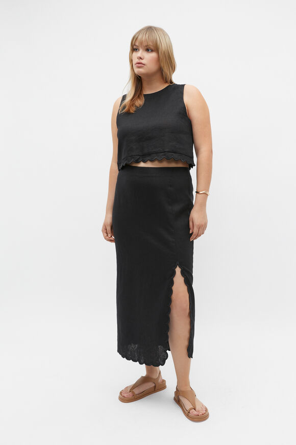 Scallop Midi Pencil Skirt  Black  hi-res