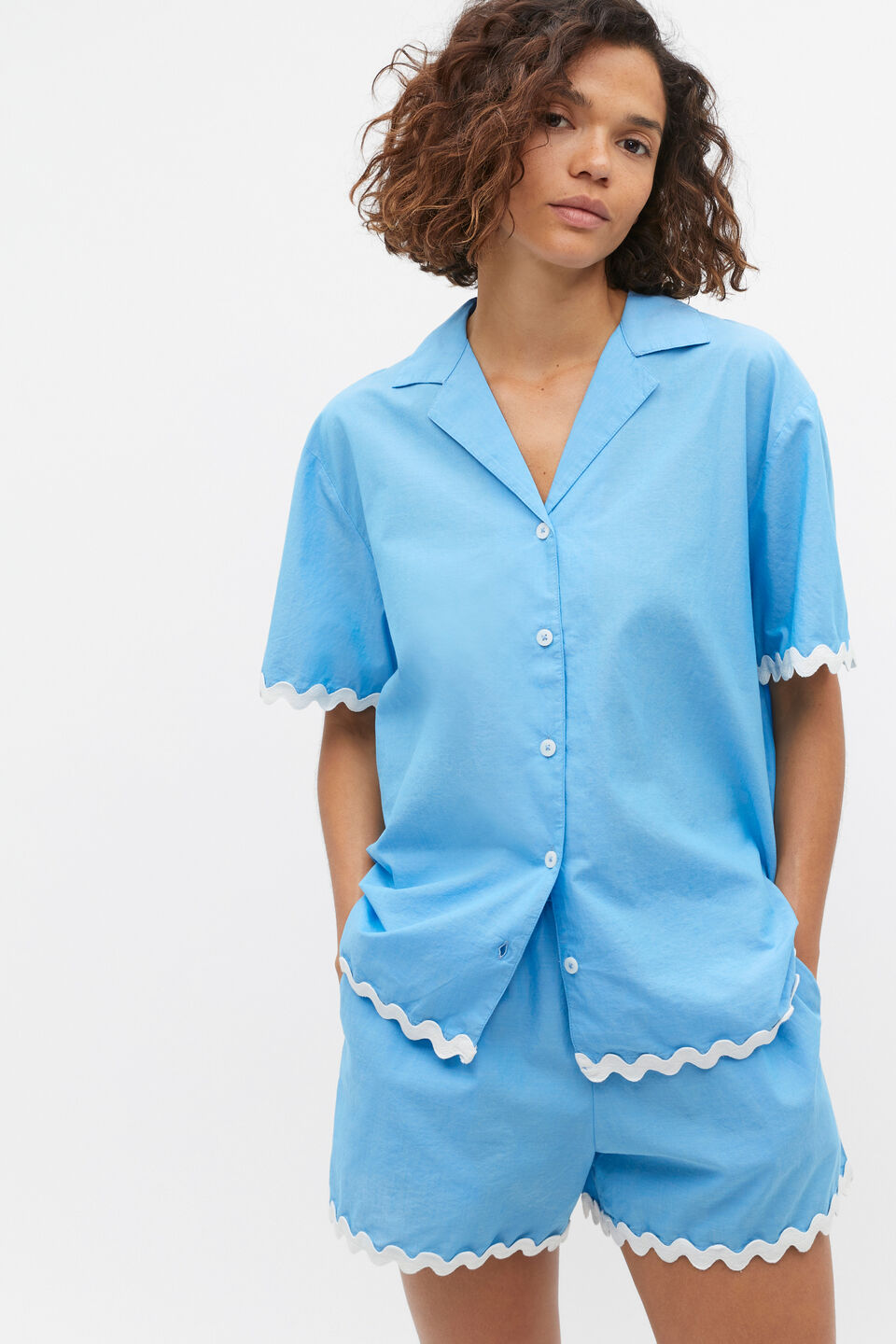 Wavy Shirt and Short PJ Set  Amalfi