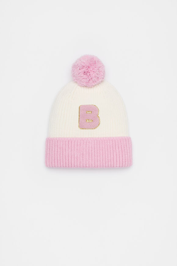 Colourblock Initial Beanie  B  hi-res