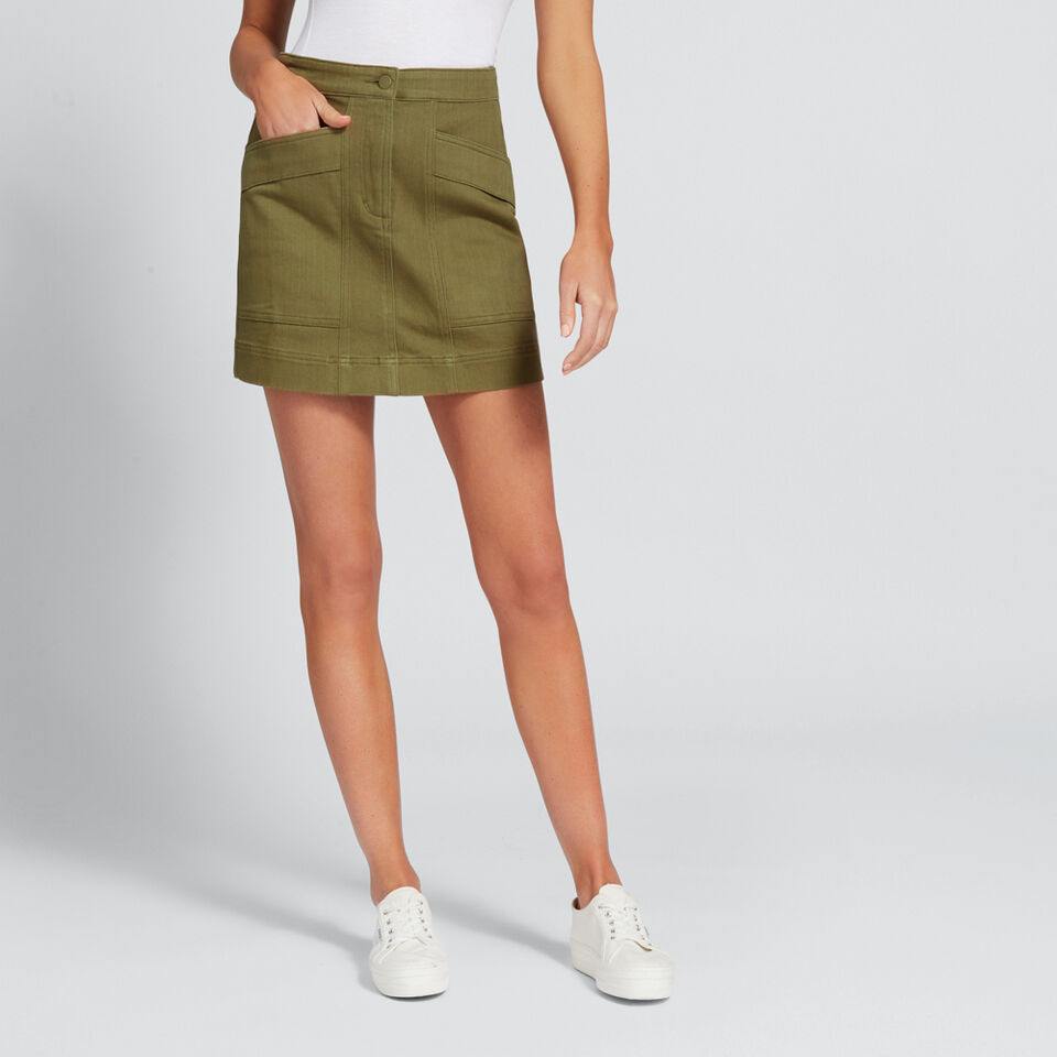 Stitch Detail Denim Skirt  