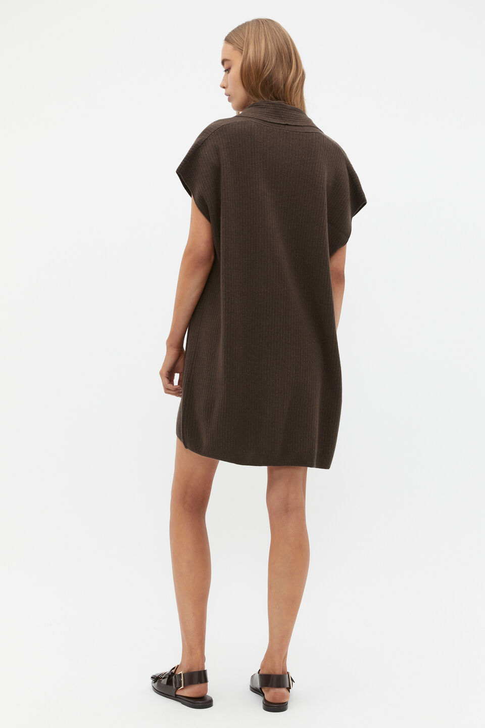 Rib Knit Poncho  Dark Espresso