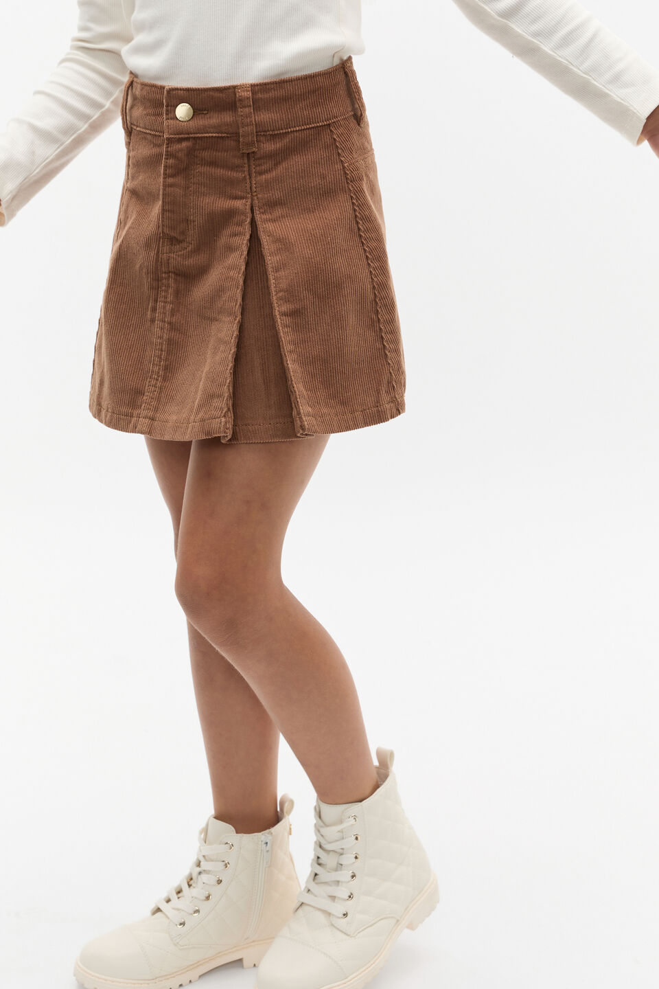 Cord Pleat Skirt  Chocolate Shake