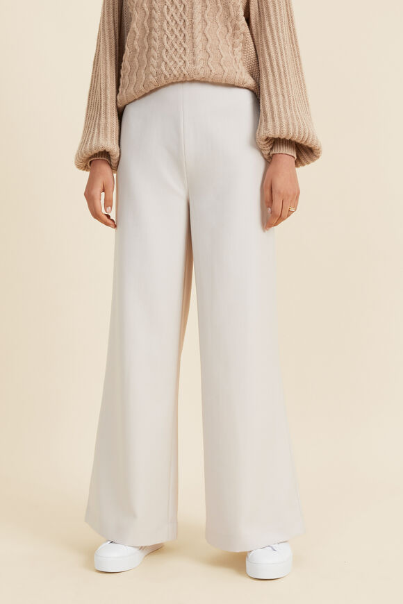 Wool Blend High Palazzo Pant  Oat  hi-res