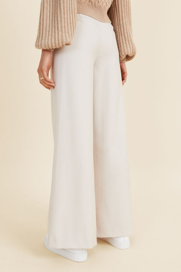 Wool Blend High Palazzo Pant  Oat  hi-res