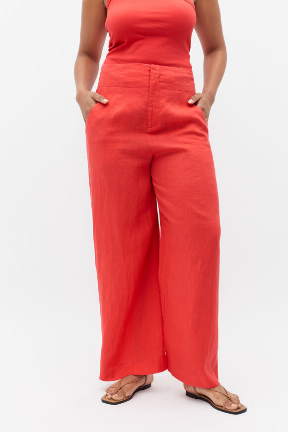 Core Linen Waisted Pant  Strawberry Red  hi-res