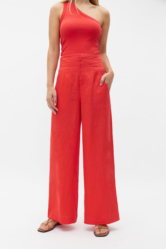 Core Linen Waisted Pant  Strawberry Red  hi-res
