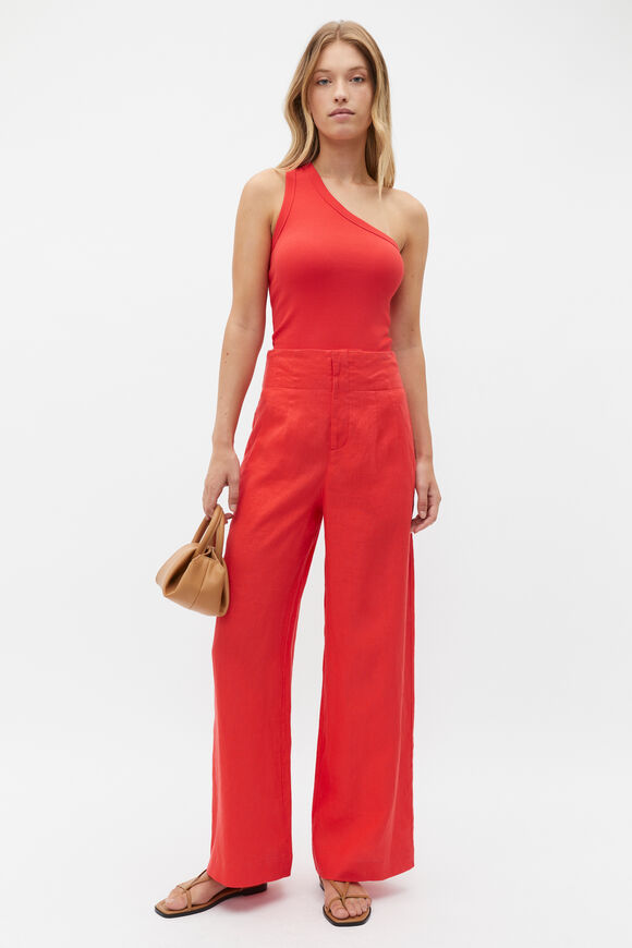 Core Linen Waisted Pant  Strawberry Red  hi-res