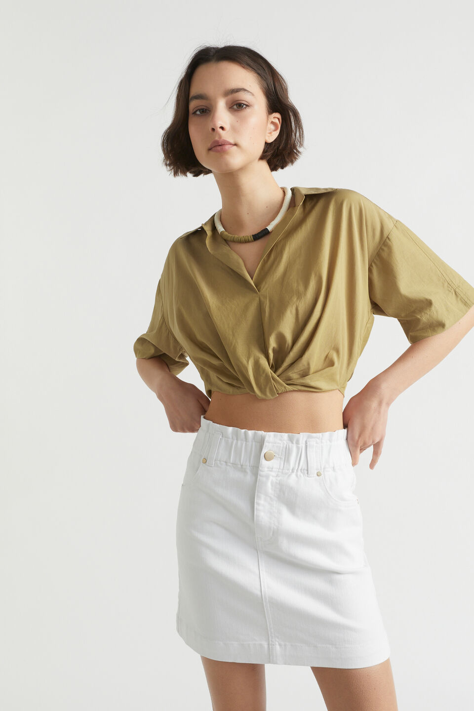 Voile Tuck Hem Shirt  Deep Bronze
