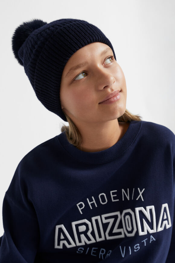 Cable Knit Beanie  Navy  hi-res