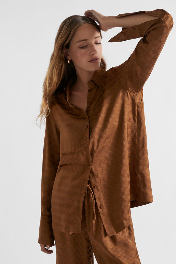 Jacquard Button Down Shirt  Spice  hi-res