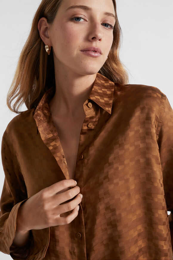 Jacquard Button Down Shirt  Spice  hi-res