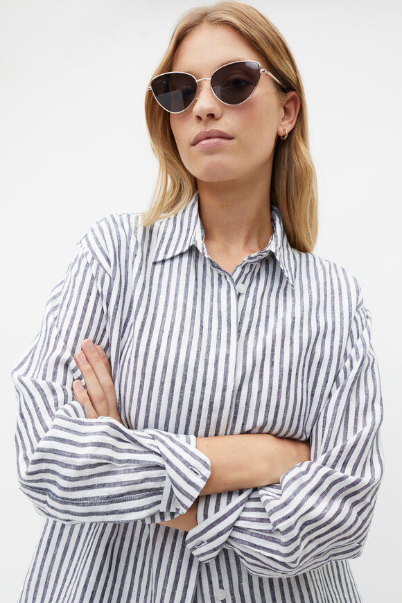 Core Linen Boyfriend Shirt  Midnight Sky Stripe  hi-res