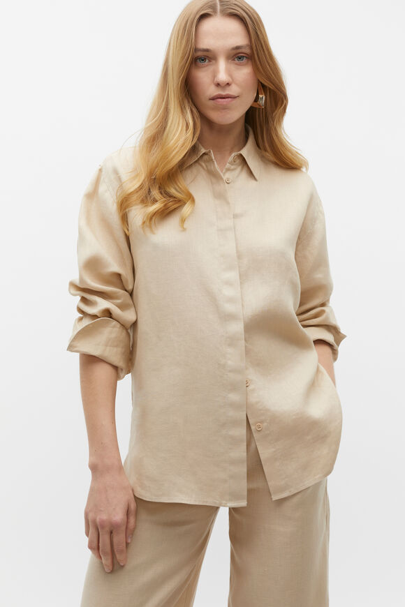 Core Linen Boyfriend Shirt  Sandshell  hi-res