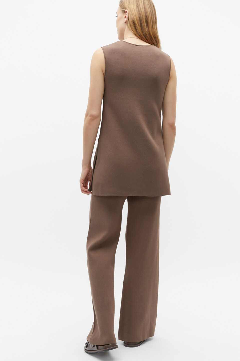 Double Knit Side Split Tunic  Affogato